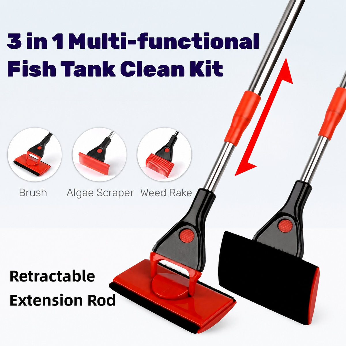 KSY Aquatics Aquarium Cleaning Brush — Extra-Long Algae Scraper, Double-Sided Sponge, Glass & Acrylic Safe, Fish Tank Maintenance Tool