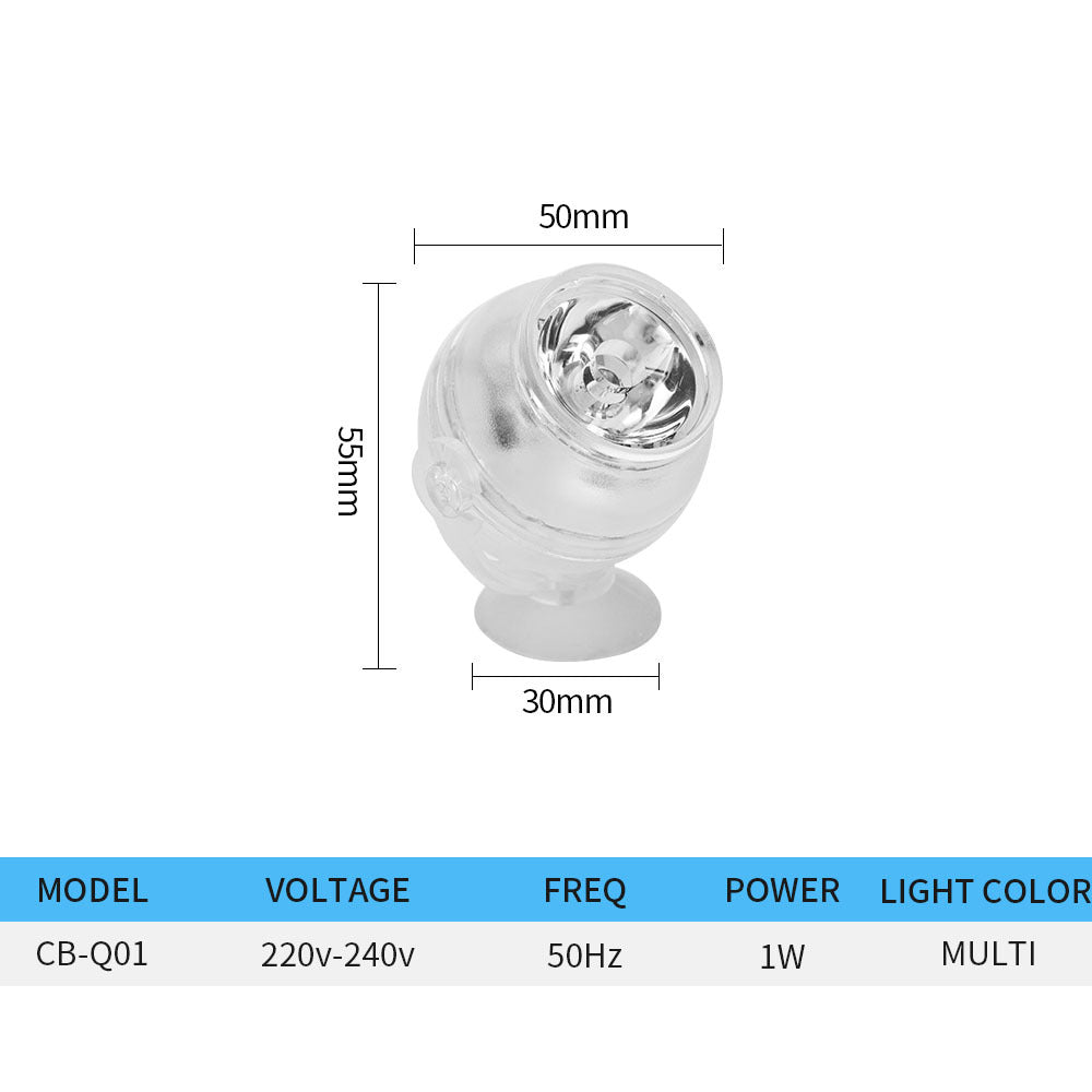KSY Aquatics Submersible LED Aquarium Spotlight — USB Powered Underwater Fish Tank Light, 6 Colors, IP68 Waterproof