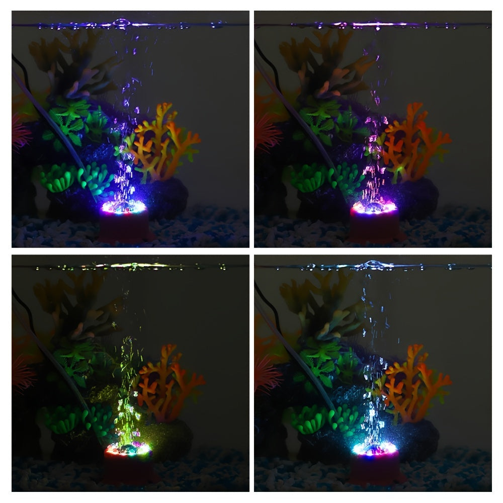 KSY Aquatics LED Bubble Air Stone for Aquarium, Colorful Fish Tank Bubble Light with Suction Base, 110V