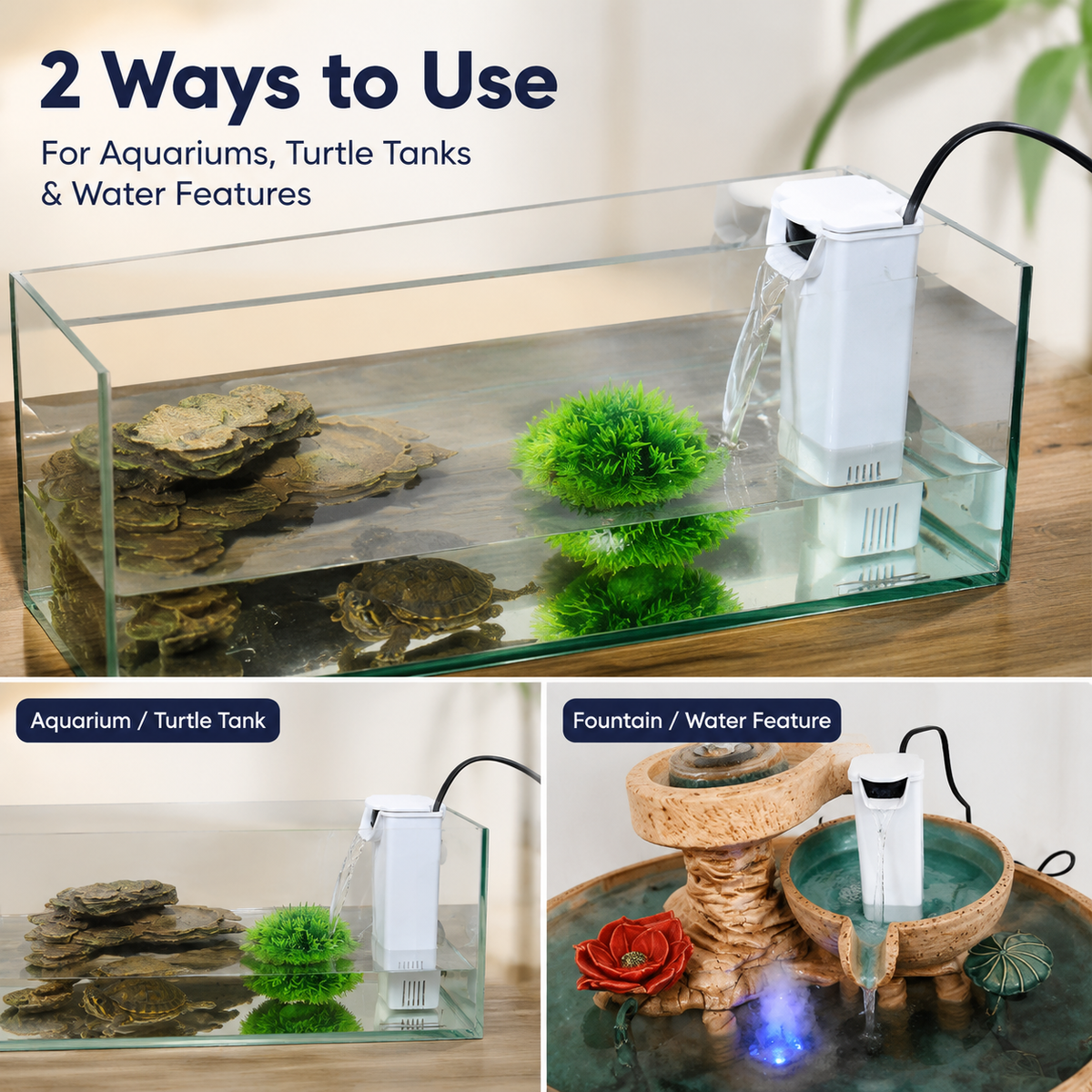 110V Internal Waterfall Filter for Turtle Tanks and Small Aquariums