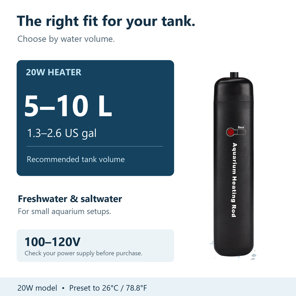 20W aquarium heater for 5 to 10 liter small fish tanks