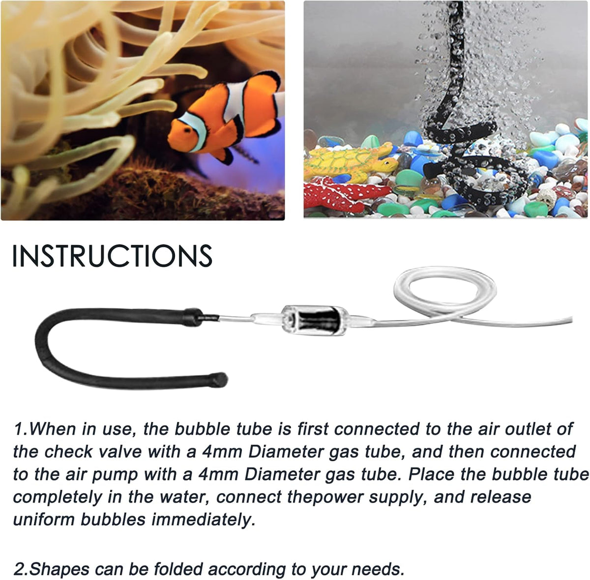 Aquarium bubble wall tube in use — curtain of fine oxygen bubbles in fish tank

