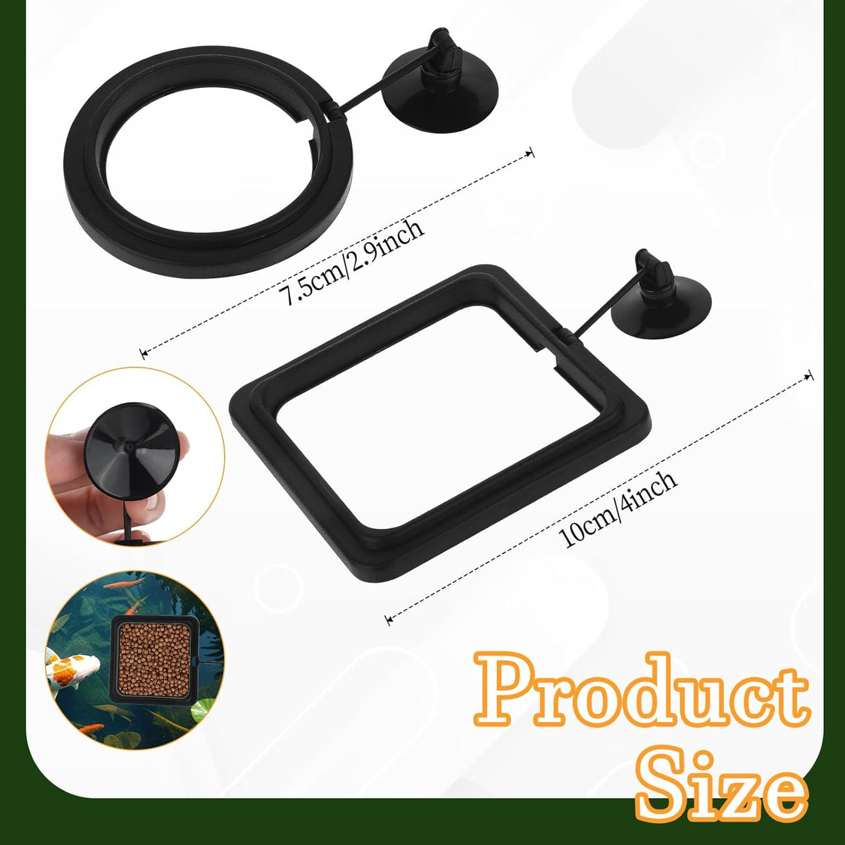Aquarium floating feeding ring set size details
