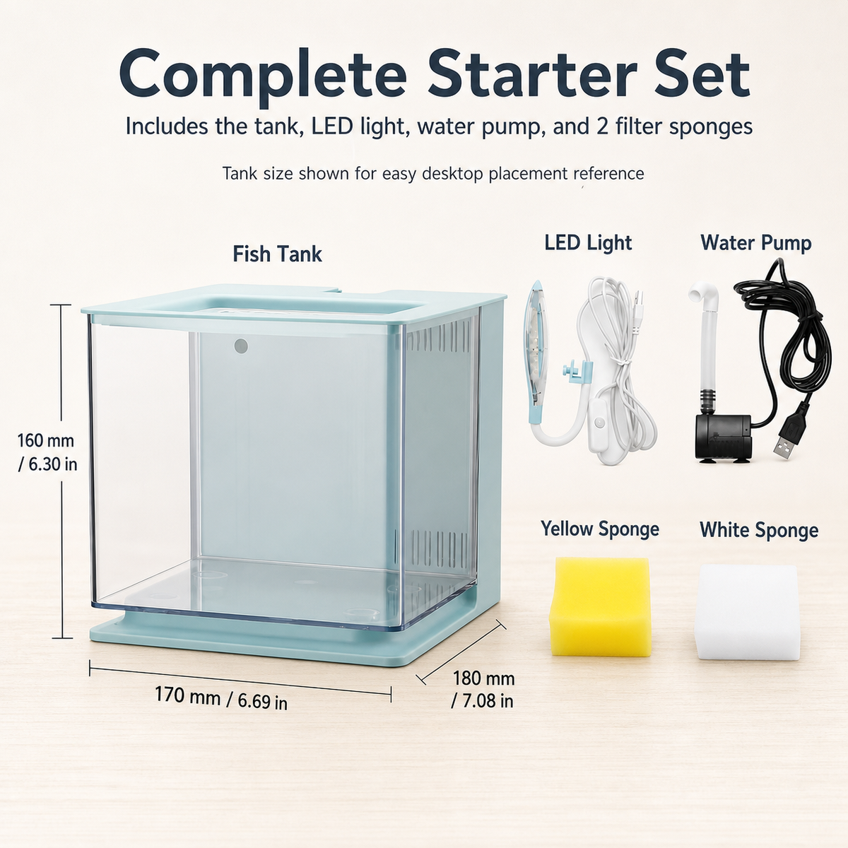 Compact desktop aquarium for small spaces
