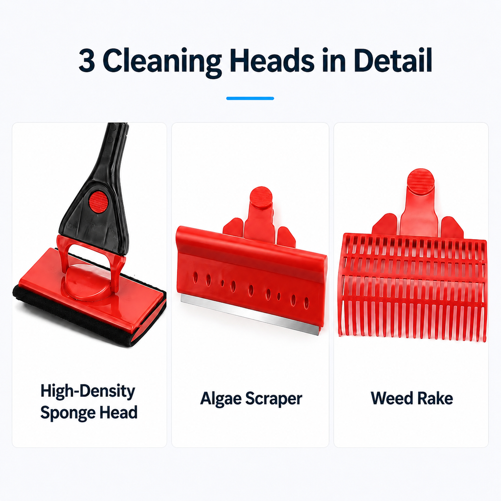 KSY Aquatics Aquarium Cleaning Brush — Extra-Long Algae Scraper, Double-Sided Sponge, Glass & Acrylic Safe, Fish Tank Maintenance Tool