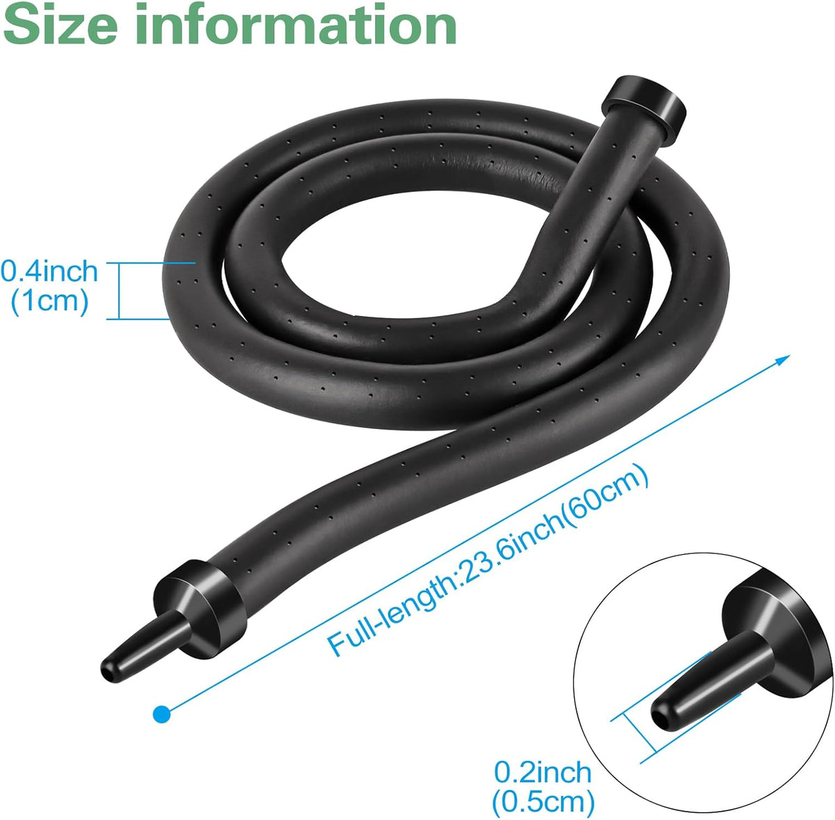 KSY 60cm flexible aquarium bubble wall dimensions — 23.6 inch 1cm diameter 4mm nozzle
