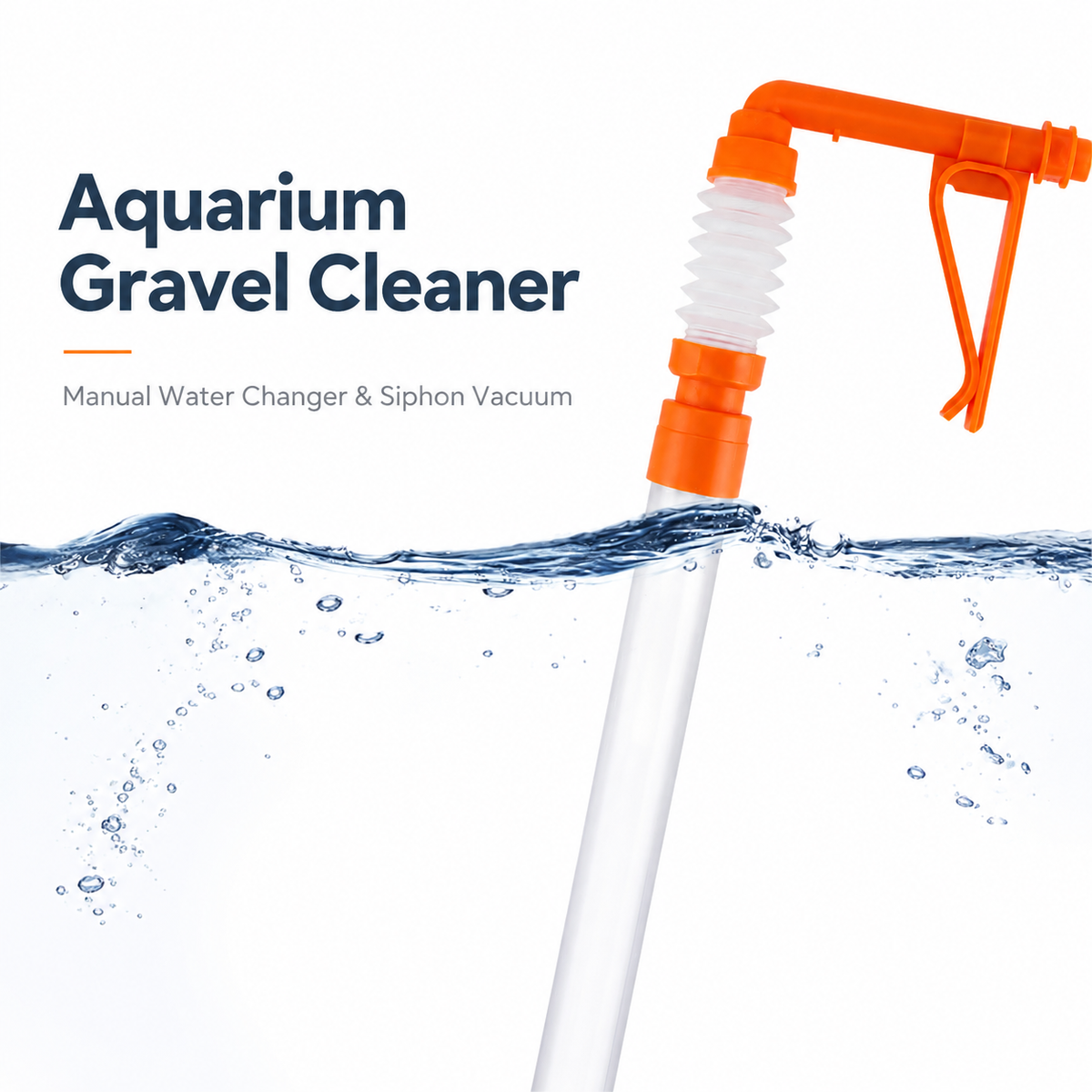 KSY Aquatics aquarium gravel cleaner — manual water changer siphon vacuum with hand pump bucket clip
