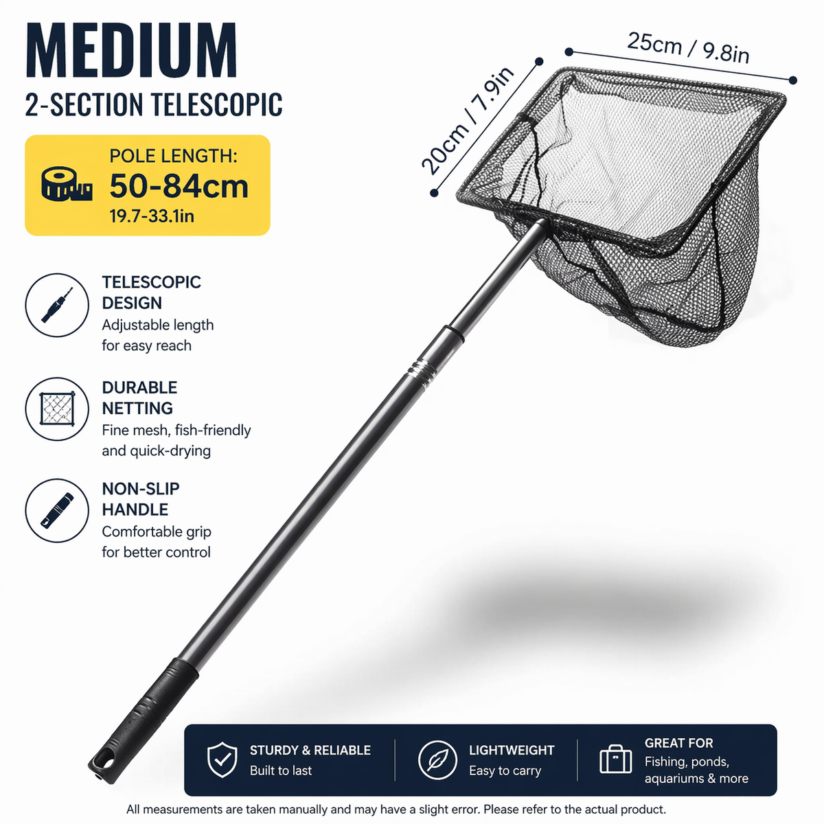 KSY Aquatics medium telescopic fish net — M size for community fish tank

