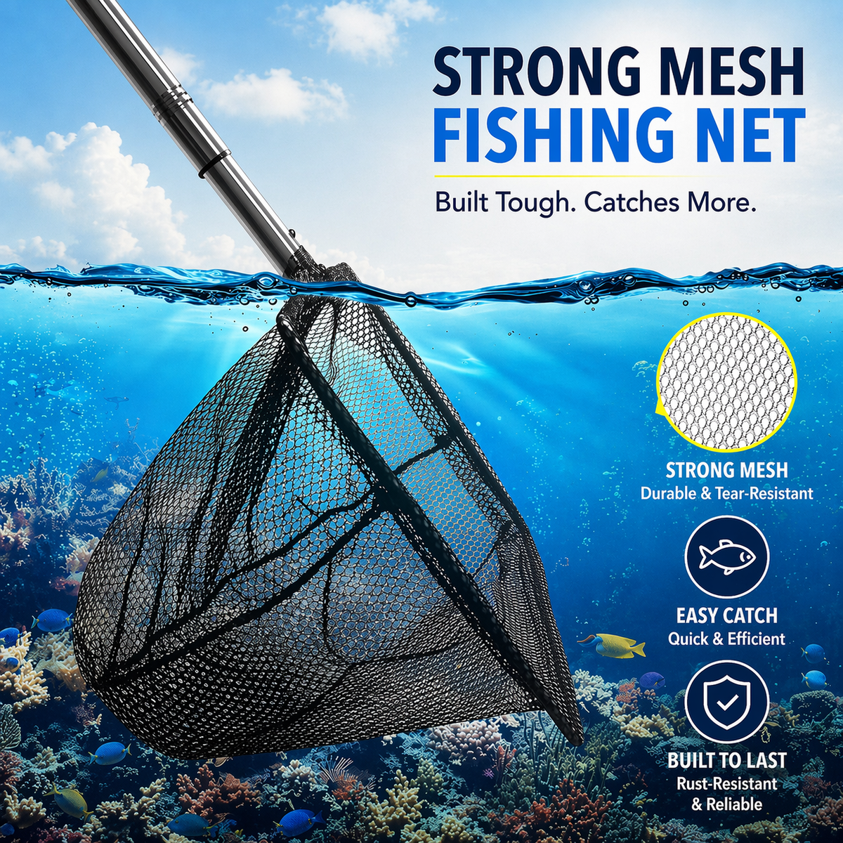 KSY Aquatics telescopic aquarium fish net catching goldfish — extendable handle soft mesh
