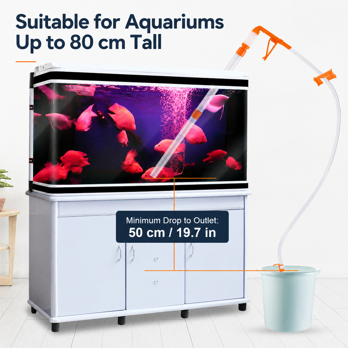 KSY aquarium gravel cleaner hand pump start — squeeze bellows siphon water flow vacuum debris
