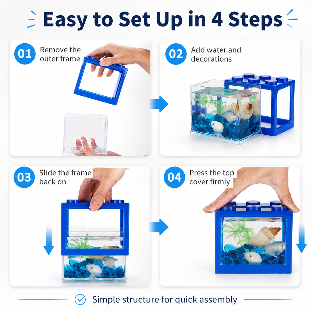 KSY building-block aquarium Transparent color — stackable nano display tank
