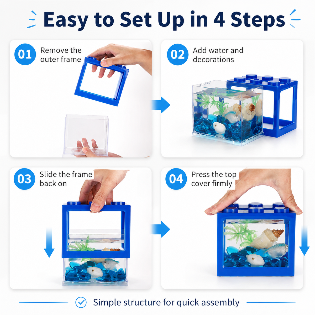 KSY building-block aquarium Transparent color — stackable nano display tank
