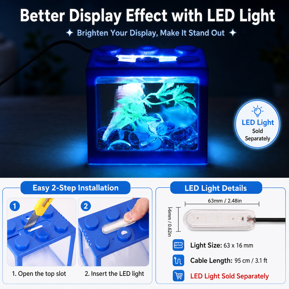 KSY building-block aquarium blue color — stackable nano aquarium
