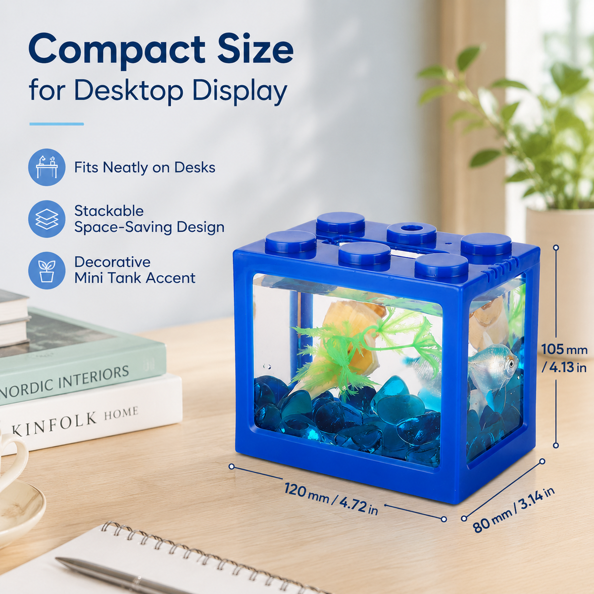 KSY building-block aquarium red color — desktop mini fish tank acrylic
