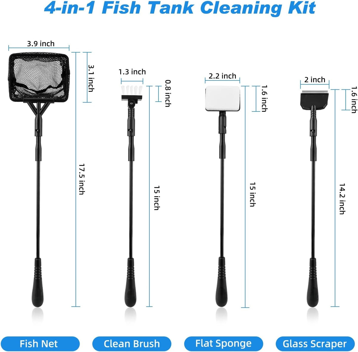 4-in-1 Aquarium Cleaning Kit for Small and Medium Tanks