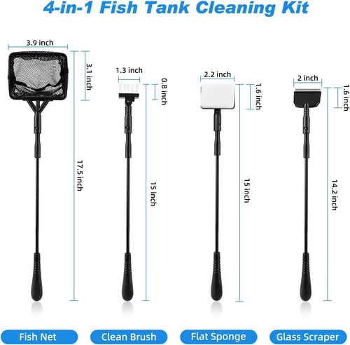 4-in-1 Aquarium Cleaning Kit for Small and Medium Tanks
