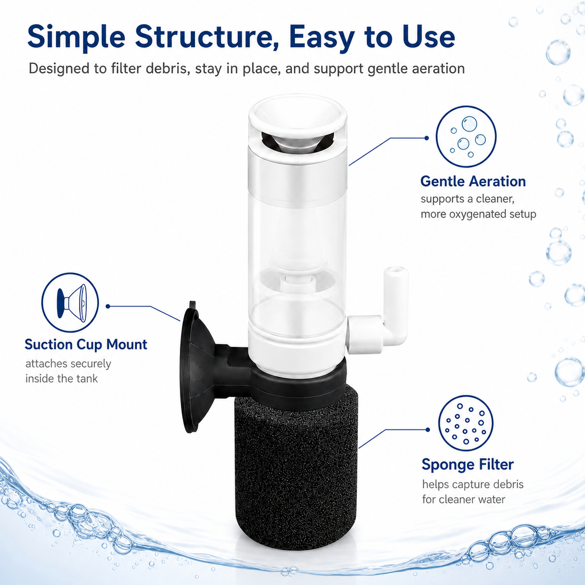Mini aquarium sponge filter 2 pack product image