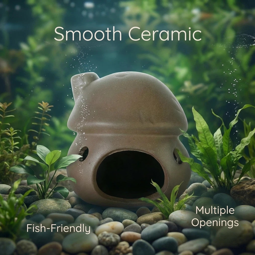 Mushroom house ceramic cave for shrimp and small fish hideaway
