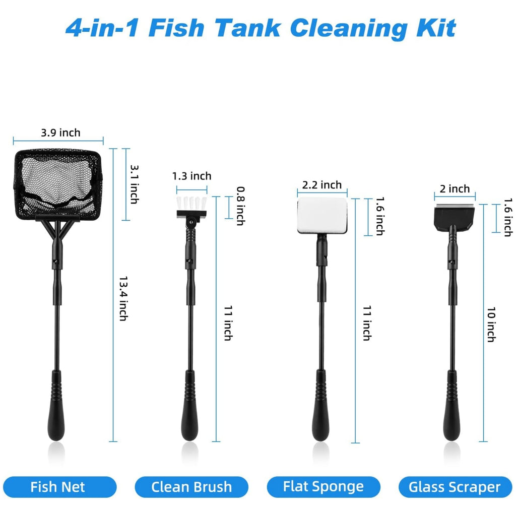 4-in-1 Aquarium Cleaning Kit for Small and Medium Tanks