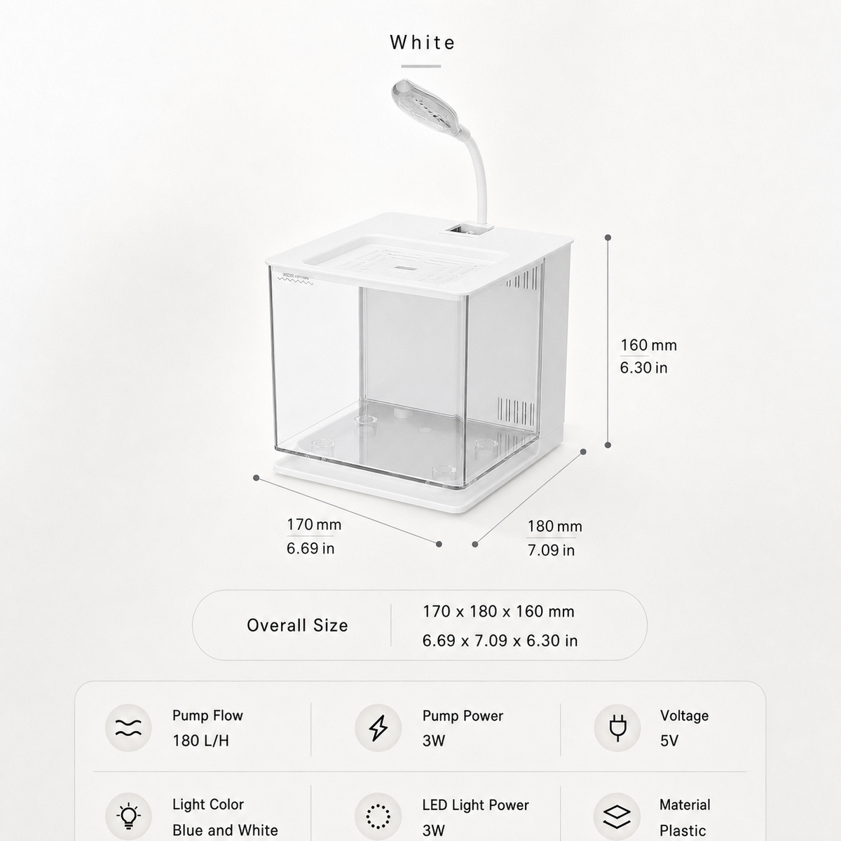 Desktop Aquarium Starter Kit with LED Light and Filter Pump