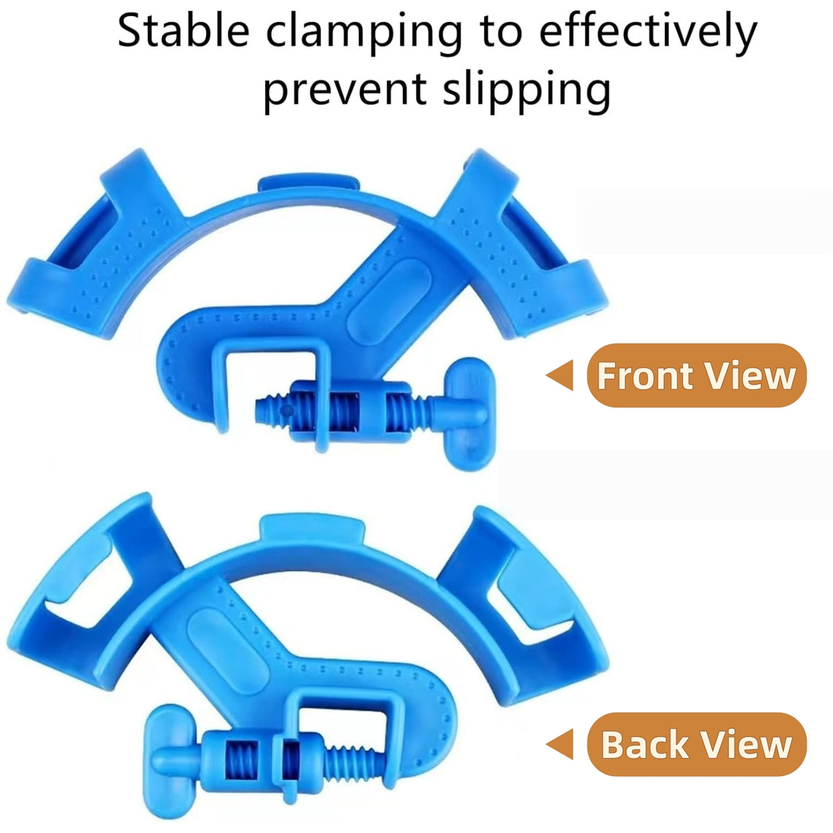Front and back view of aquarium hose holder clip